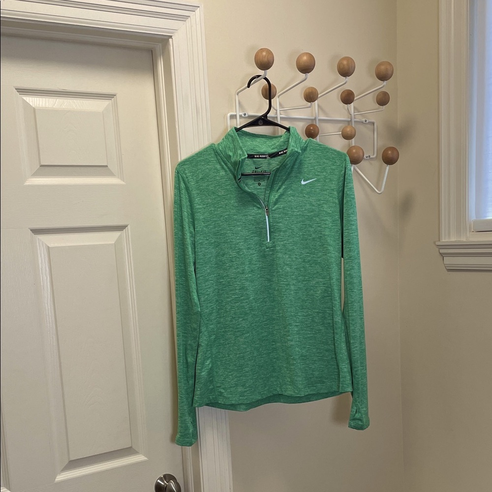 Nike Running Dri-Fit Long Sleeve Zip Up Pullover - Green - M